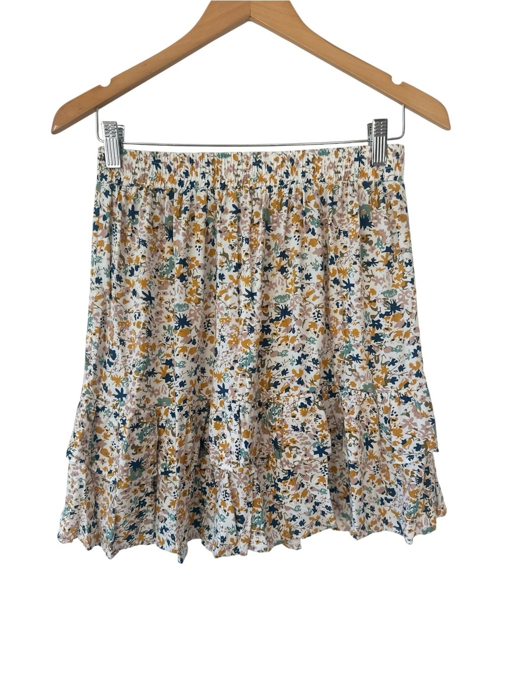 Rose & Thyme Floral Tiered Mini Skirt - White Multicolor